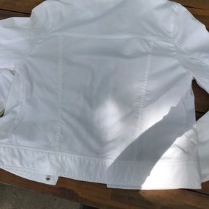 White cotton blend moto style jacket